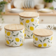 Lemon Pattern Porcelain Jar Set - 3 Pcs